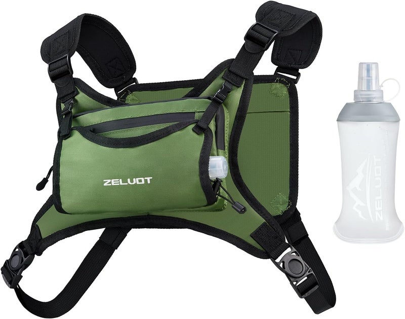 Zelvot Running Vest with 350ml Soft Flask, Lightweight Adjustable Chest Pack with 4 Pockets, Reflective Chest Bag for Women Men for Trail Running, Hiking, Cycling, Marathon - Image 1